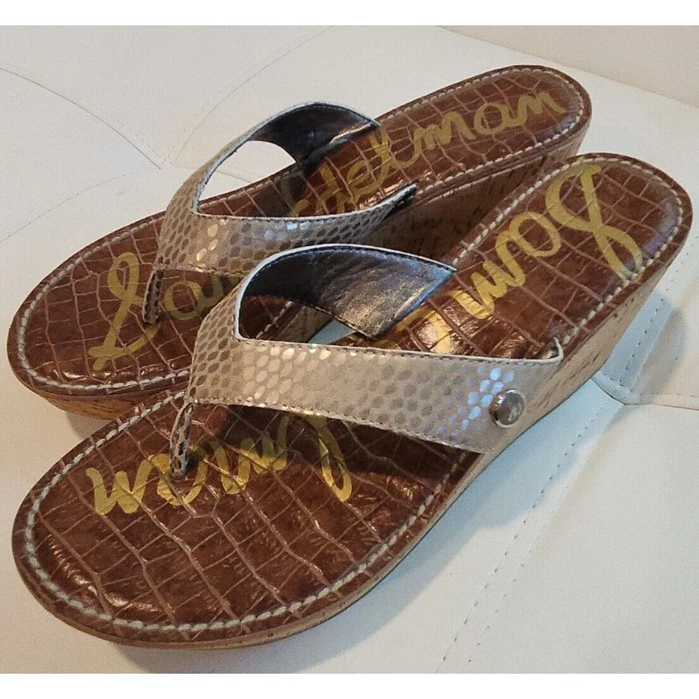 SAM EDELMAN Womens Shoes Leather Espadrille Platform cork Wedge Sandals ROMY 9 M